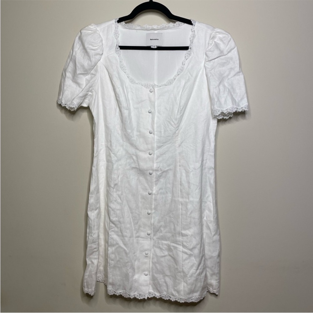 Reformation Anabella Linen Mini Dress in White - Picture 5 of 8